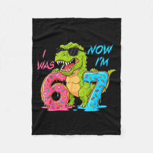 I Was Six Now I'm Seven T-rex Dinosaur 67 Meme 7th Fleece Blanket