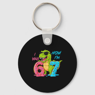 I Was Six Now I'm Seven T-rex Dinosaur 67 Meme 7th Key Ring