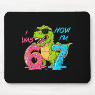 I Was Six Now I'm Seven T-rex Dinosaur 67 Meme 7th Mouse Mat
