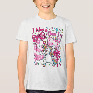 I Was Six Now I'm Seven Unicorn Tri-Blend Shirt