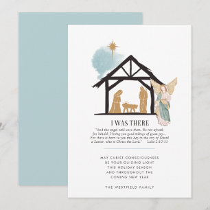 I Was There Angel Bible Quote Nativity Scene Holiday Card