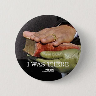 I WAS THERE: President Obama Hand on Lincoln Bible 6 Cm Round Badge