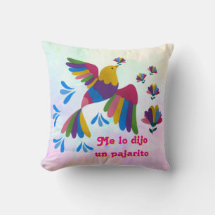 'I Was Told by a Pajarito' Mexican Art Cushion