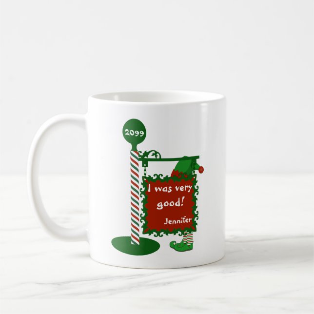 "I was very good" or "naughty" Santa Christmas Mug (Left)