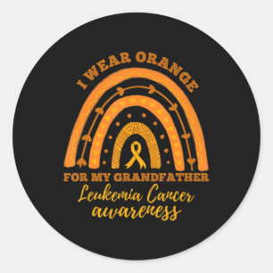 I We Wear Orange For Grandfather Leukaemia Cancer Classic Round Sticker