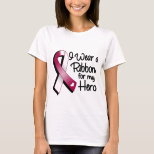 I Wear a Burgundy and White Ribbon For My Hero T-Shirt