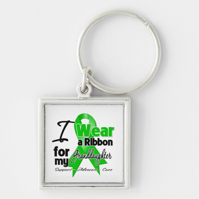 I Wear a Green Ribbon For My Granddaughter Key Ring (Front)