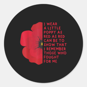 I Wear A Little Poppy As Red-patriotic, Usa Classic Round Sticker