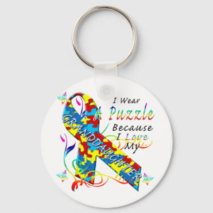 I Wear A Puzzle Because I Love My Granddaughter Key Ring