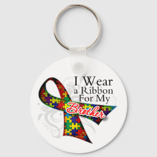 I Wear a Ribbon For My Brother - Autism Awareness Key Ring