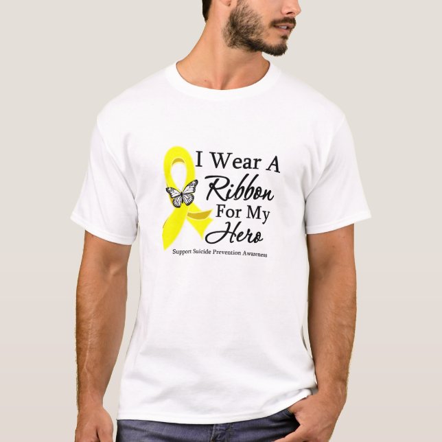 I Wear a Ribbon HERO Suicide Prevention T-Shirt (Front)