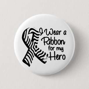 I Wear a Zebra Ribbon For My Hero 6 Cm Round Badge