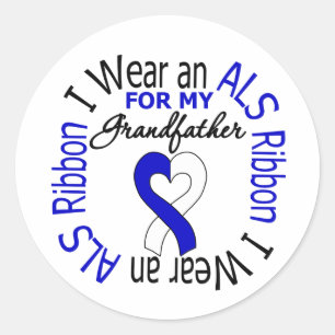 I Wear an ALS Ribbon For My Grandfather Classic Round Sticker