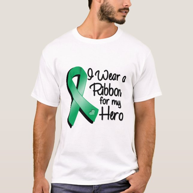 I Wear an Emerald Green Ribbon For My Hero T-Shirt (Front)