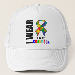 I Wear Autism Ribbon For My Grandson Trucker Hat