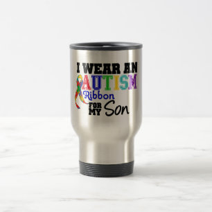 I Wear Autism Ribbon For My Son Travel Mug