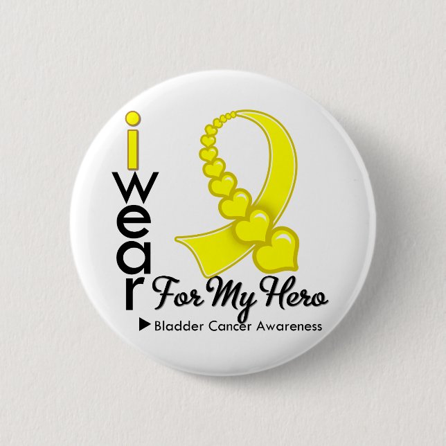 I Wear Bladder Cancer Ribbon For My Hero 6 Cm Round Badge (Front)