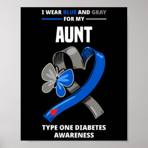 I Wear Blue And Grey For My Aunt Type One Diabetes Poster
