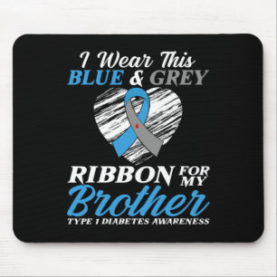 I Wear Blue and Grey For My Brother Type 1 Diabete Mouse Mat
