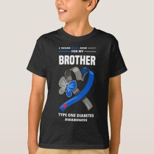 I Wear Blue And Grey For My Brother Type One Diabe T-Shirt