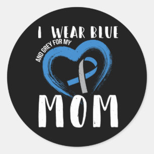 I Wear Blue And Grey For My Mum Diabetes Type 1 Classic Round Sticker