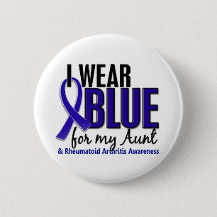 I Wear Blue Aunt Rheumatoid Arthritis RA 6 Cm Round Badge