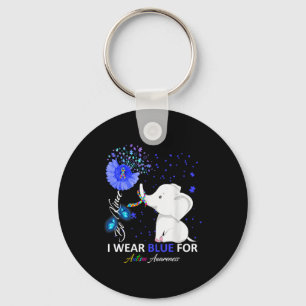 I Wear Blue Autism Awareness - Elephant Autism Awa Key Ring