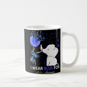 I Wear Blue Autism Awareness Elephant Autism Awar Coffee Mug
