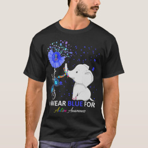 I Wear Blue Autism Awareness  Elephant Autism Awar T-Shirt