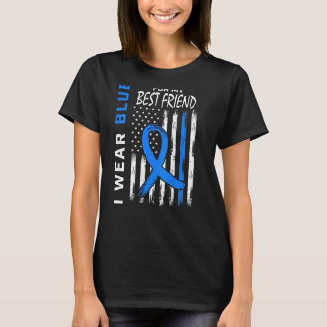 I Wear Blue Best Friend Diabetes Awareness Flag Ba T-Shirt (Front)