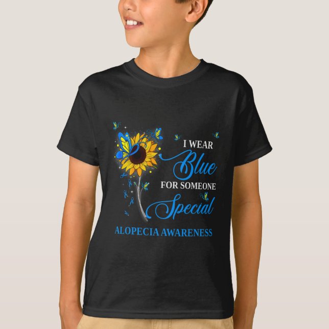 I Wear Blue For Alopecia Awareness Sunflower 1 T-Shirt (Front)