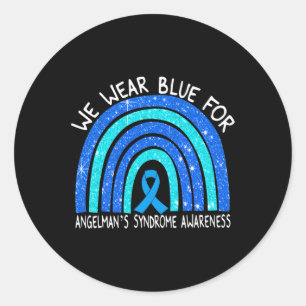 I Wear Blue For Angelman's Syndrome Blue Ribbon Ra Classic Round Sticker