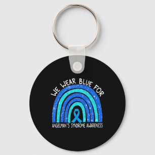 I Wear Blue For Angelman's Syndrome Blue Ribbon Ra Key Ring