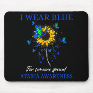 I Wear Blue For Ataxia Awareness Sunflower T-Shirt Mouse Mat