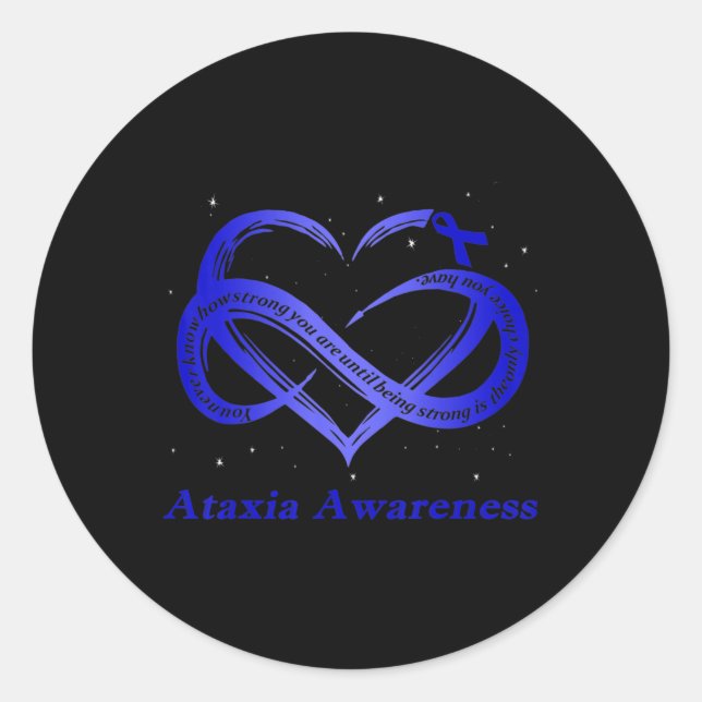 I Wear Blue For Ataxia Awareness Warrior T-Shirt11 Classic Round Sticker (Front)