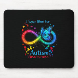 I Wear Blue For Autism Awareness - Autism Awarenes Mouse Mat