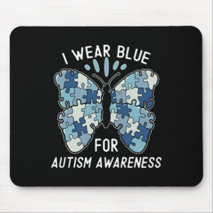 I Wear Blue For Autism Awareness Blue Puzzle Butte Mouse Mat