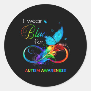 I Wear Blue For Autism Awareness Month Men Women K Classic Round Sticker