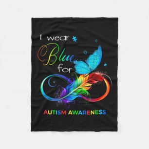 I Wear Blue For Autism Awareness Month Men Women K Fleece Blanket