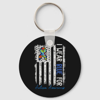 I Wear Blue For Autism Awareness Month Men Women K Key Ring