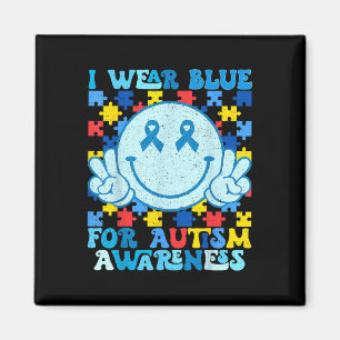 I Wear Blue For Autism Awareness Month Men Women K Magnet