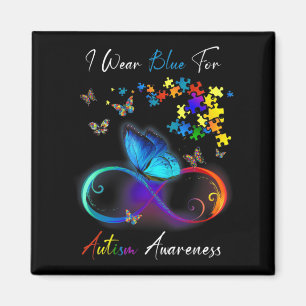 I Wear Blue For Autism Awareness Puzzle Mum Dad K Magnet