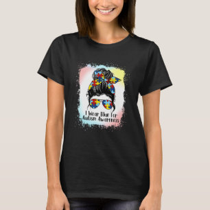 I Wear Blue For Autism Awareness S Women Bleached T-Shirt