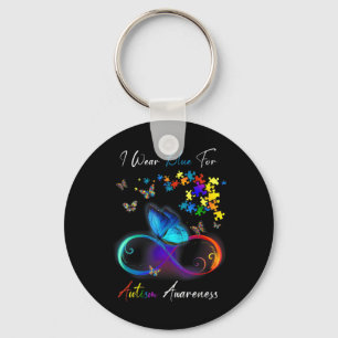 I Wear Blue For Autism Awareness shirt Puzzle Mom  Key Ring