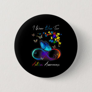 I Wear Blue For Autism Awareness shirt Puzzle Mum 6 Cm Round Badge