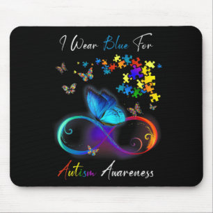I Wear Blue For Autism Awareness shirt Puzzle Mum  Mouse Mat