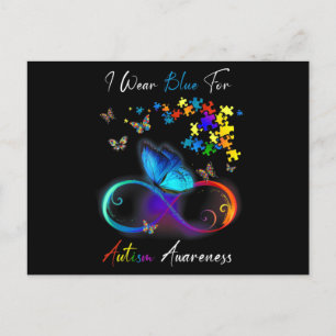I Wear Blue For Autism Awareness shirt Puzzle Mum Postcard
