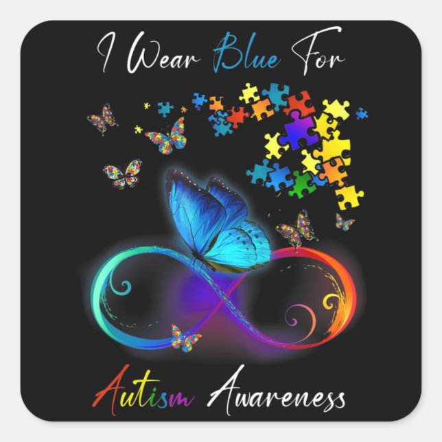 I Wear Blue For Autism Awareness shirt Puzzle Mum  Square Sticker (Front)