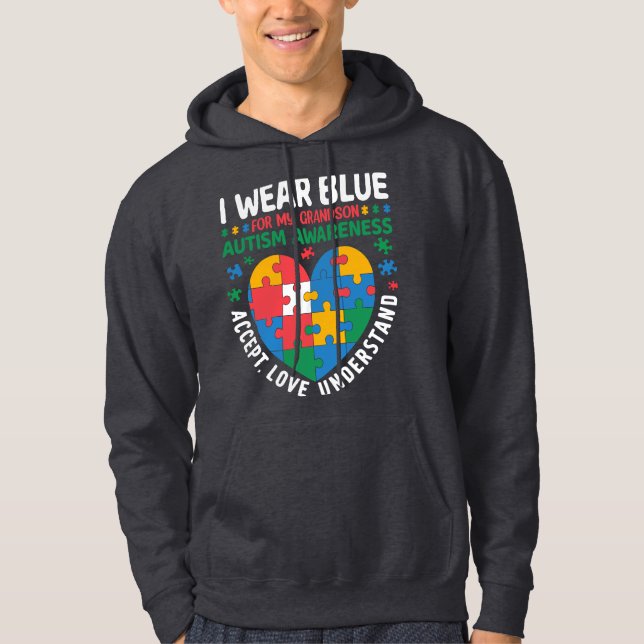 I Wear Blue for Autism Awareness T-shirt Design Hoodie (Front)