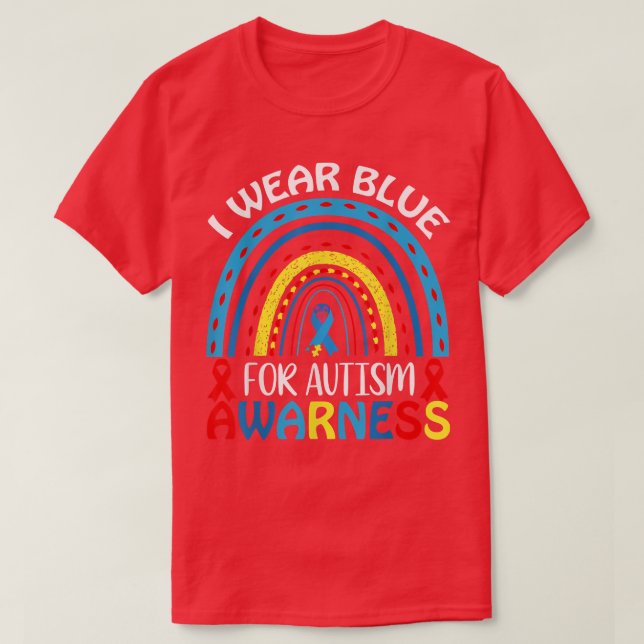 I Wear Blue For Autism Awarness ADHD Puzzle Autism T-Shirt (Design Front)
